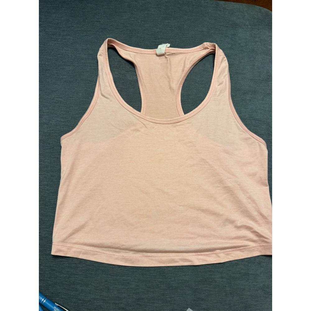 Yogalicious Womens Peach Heathered Cropped Racerback Yoga Tank Top Size M